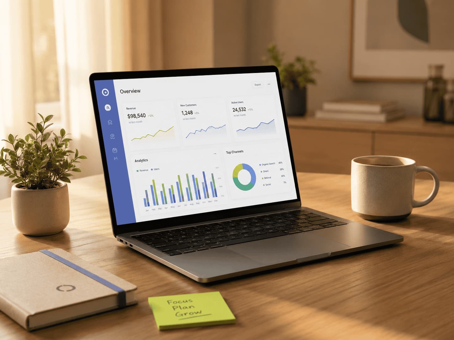 Dashboard view of a business analytics platform built by Your Grace